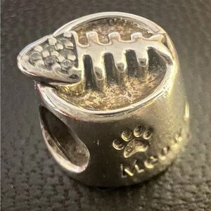 Authentic Pandora Meow Cat Bowl Charm 791716CZ Kitten Charm Fur Mom